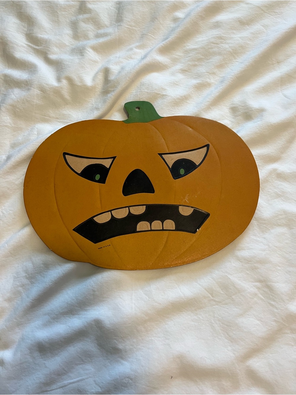 Orange Pumpkin Face vintage die cut